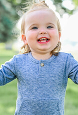 oh baby! Honeycomb 1-button Romper Kangaroo Pkt Denim