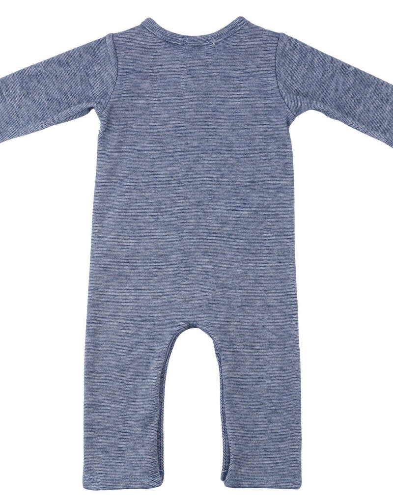 oh baby! Honeycomb 1-button Romper Kangaroo Pkt Denim