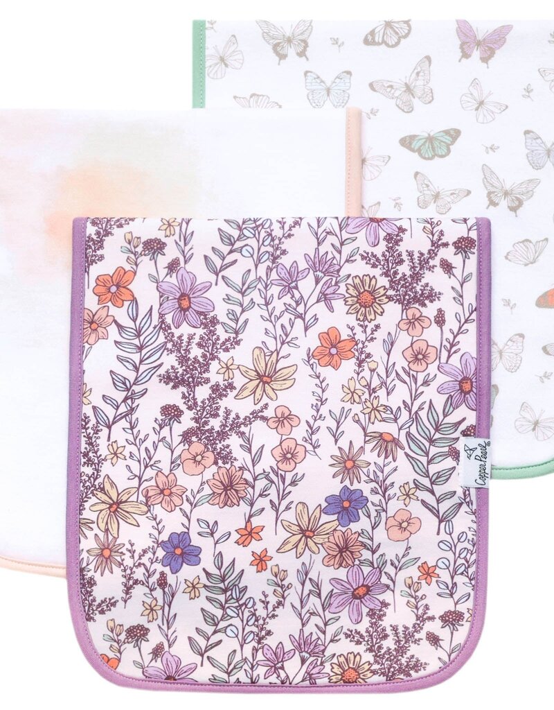 Copper Pearl Burp Cloth Set Flora