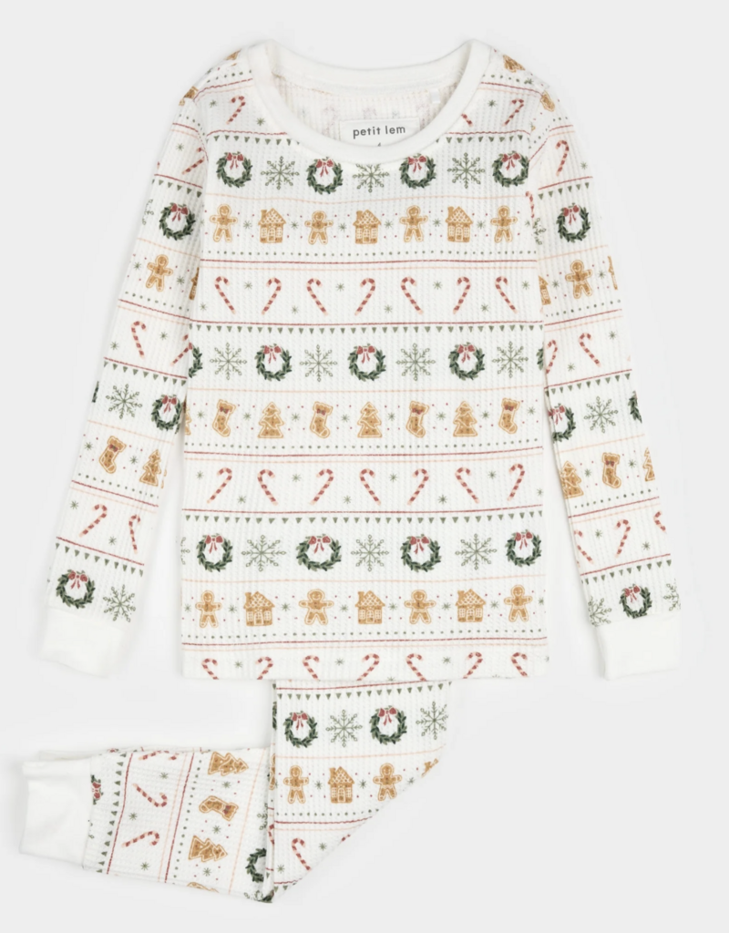 Petit Lem HOLIDAY TREATS FAIR ISLE PRINT THERMAL PJ SET