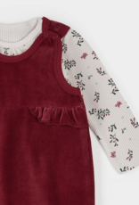 Petit Lem 2 PC SET L/S BODYSUIT + OVERALL KNIT-RED