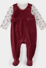 Petit Lem 2 PC SET L/S BODYSUIT + OVERALL KNIT-RED