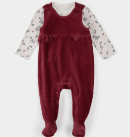 Petit Lem 2 PC SET L/S BODYSUIT + OVERALL KNIT-RED
