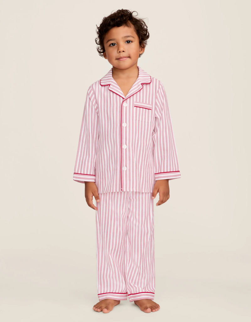 Petite Plume Kids Twill PJ Set Antique Red Ticking