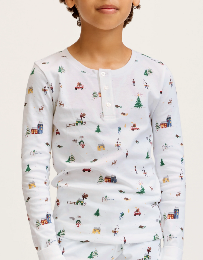 Petite Plume Kids Pima Snug Fit Pajamas Holiday Town
