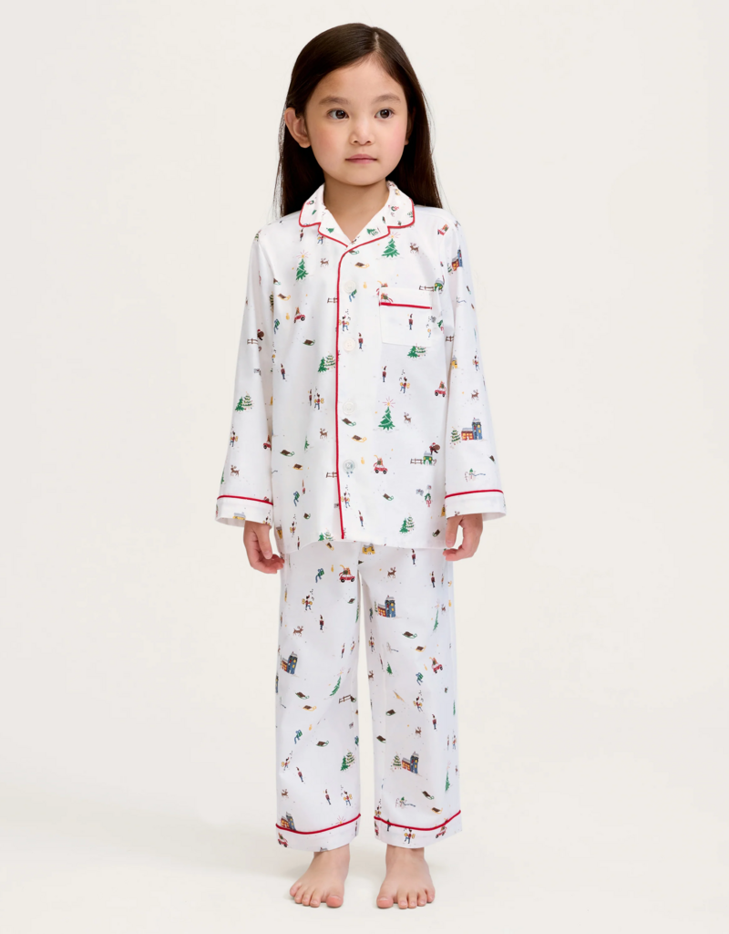 Petite Plume Kids Twill Pajamas Holiday Town