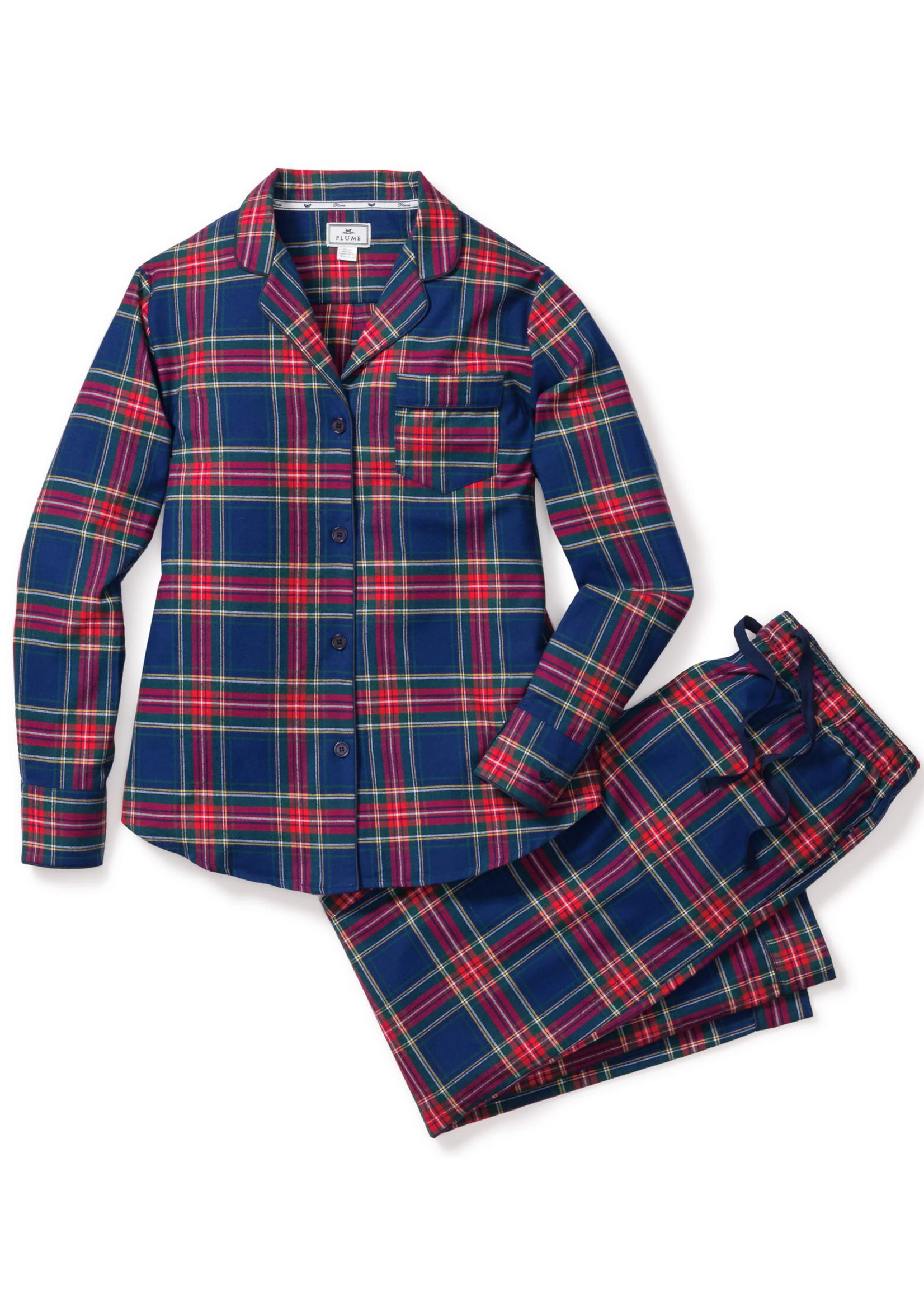 Petite Plume Womens Brushed Cotton PJ Set Windsor Tartan