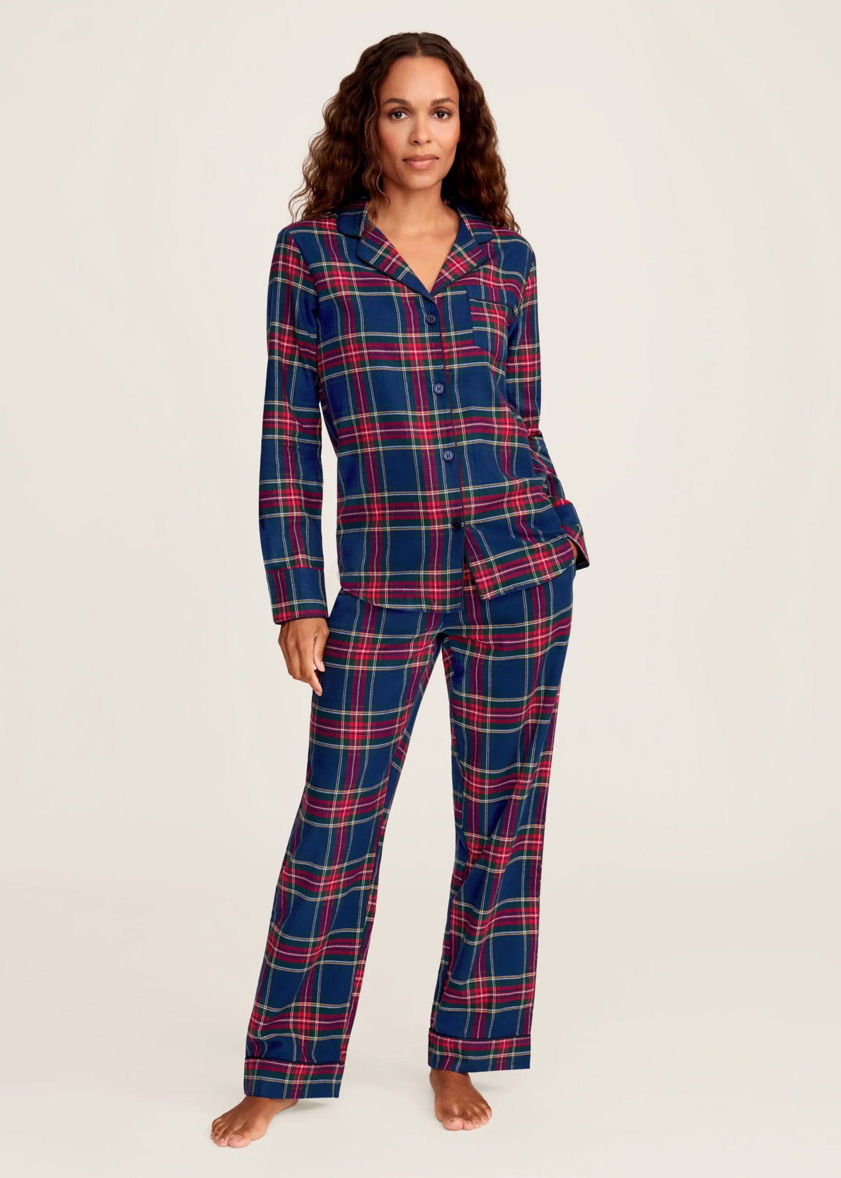 Petite Plume Womens Brushed Cotton PJ Set Windsor Tartan