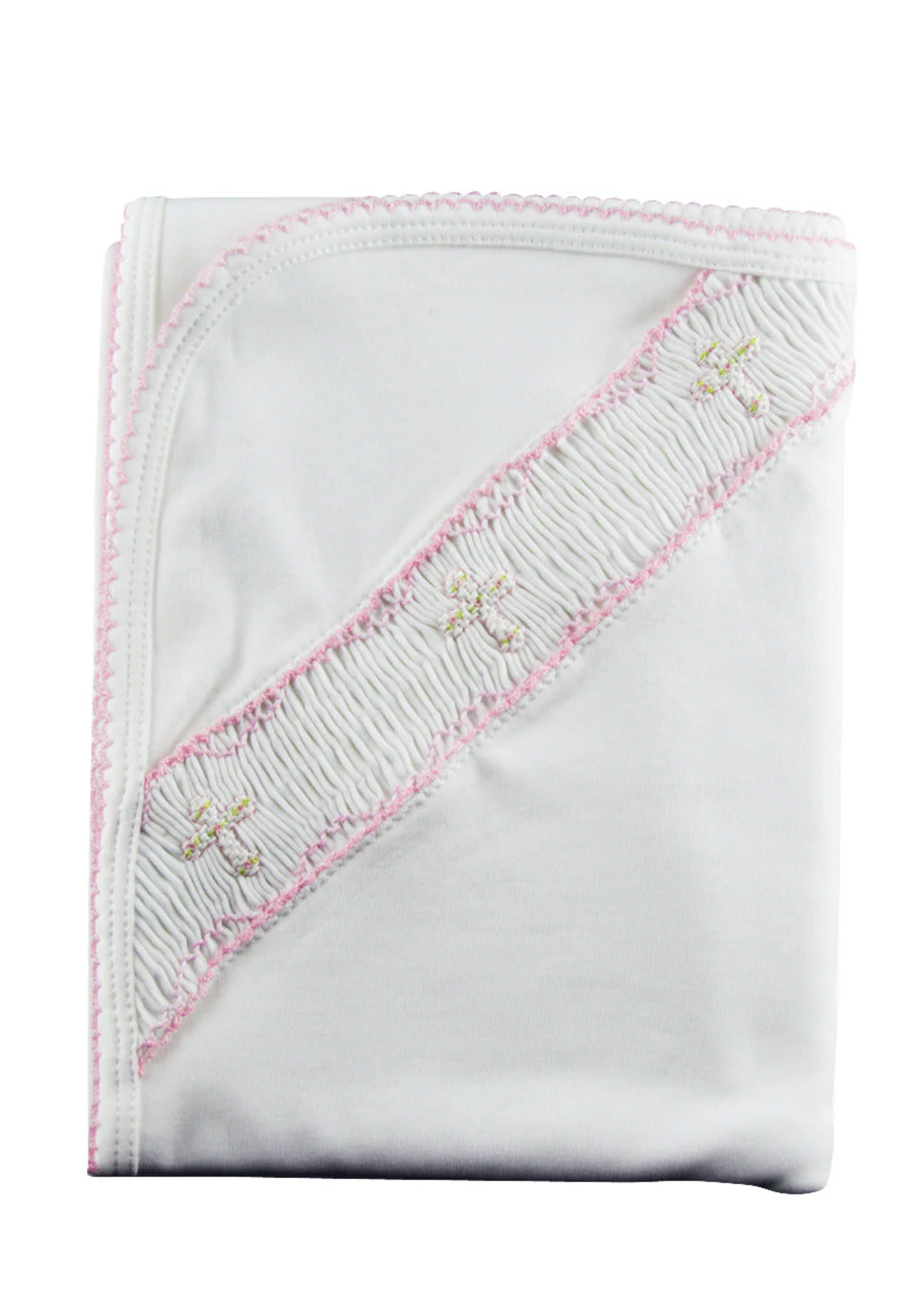 Little Threads Baby Girls Hand Smocked Cross Blanket