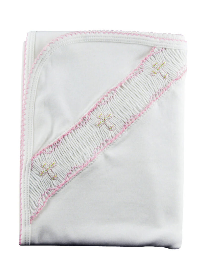 Baby Girls Hand Smocked Cross Blanket