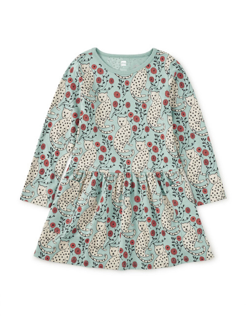 Tea Collection Long Sleeve Pocket Dress Leopard Floral