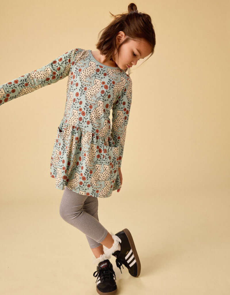 Tea Collection Long Sleeve Pocket Dress Leopard Floral