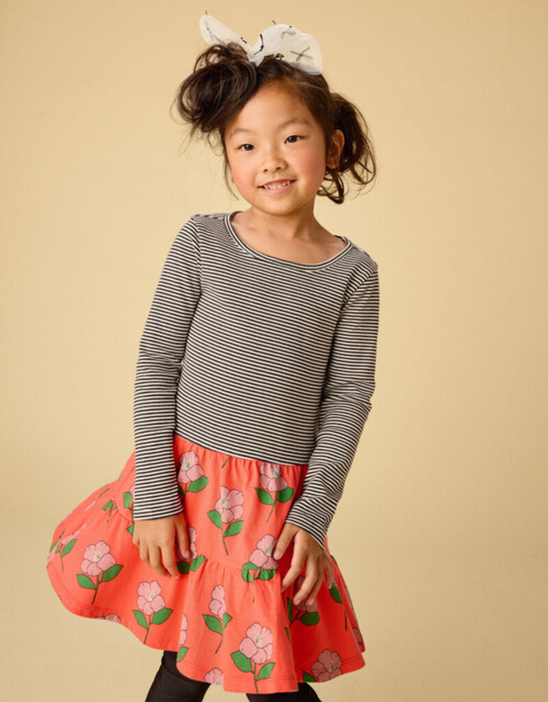 Tea Collection Tiered Skirted Twirl Dress Winter Camellia