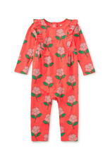 Tea Collection Ruffle Shoulder Baby Romper Winter Camellia