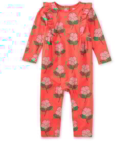 Tea Collection Ruffle Shoulder Baby Romper Winter Camellia