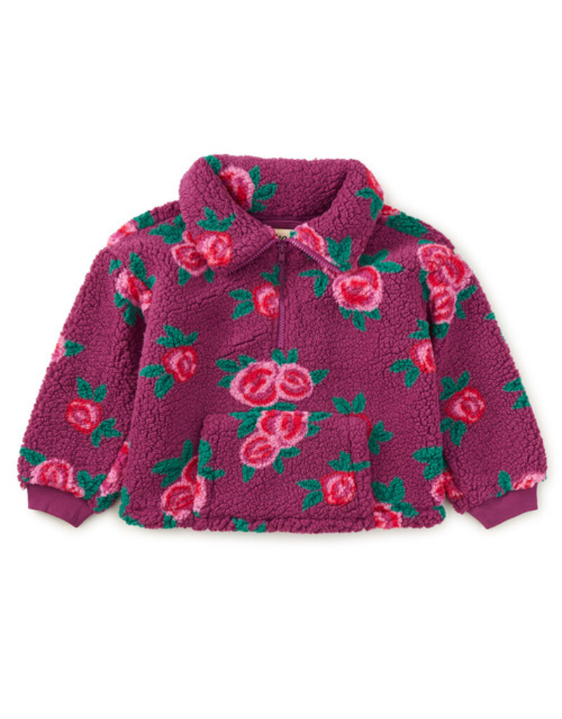 Tea Collection Teddy Fleece Pullover Painted Rose