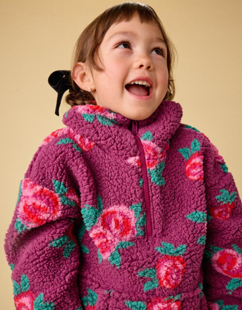 Tea Collection Teddy Fleece Pullover Painted Rose