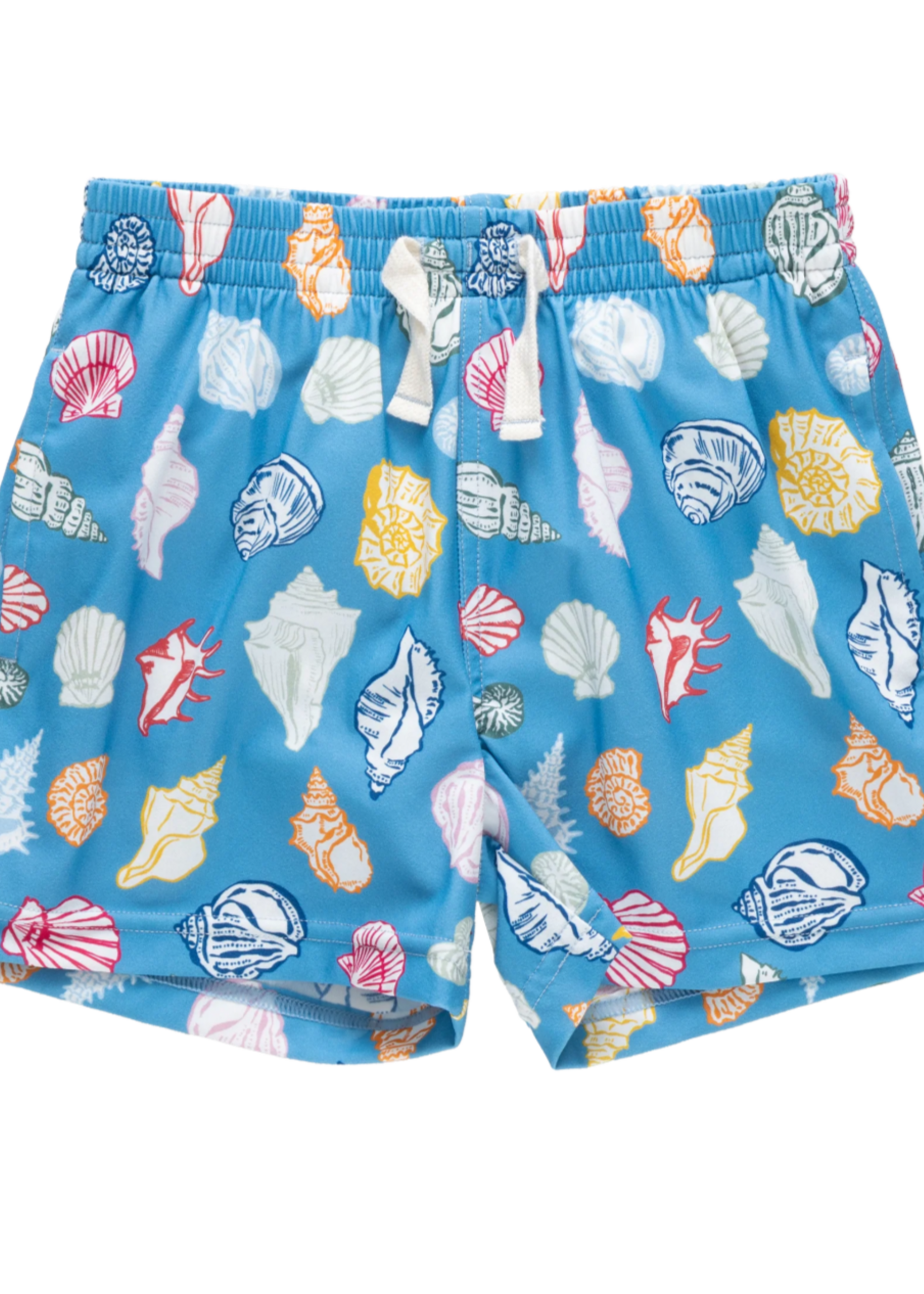Pink Chicken boys swim trunk - blue seashells