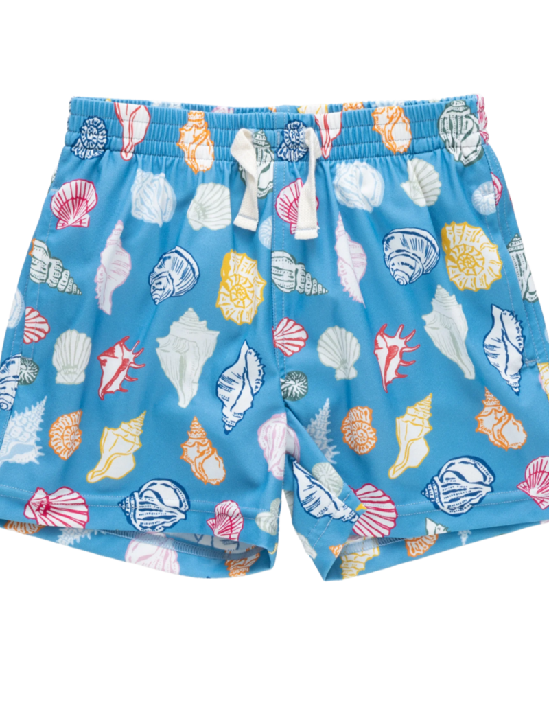 Pink Chicken boys swim trunk - blue seashells