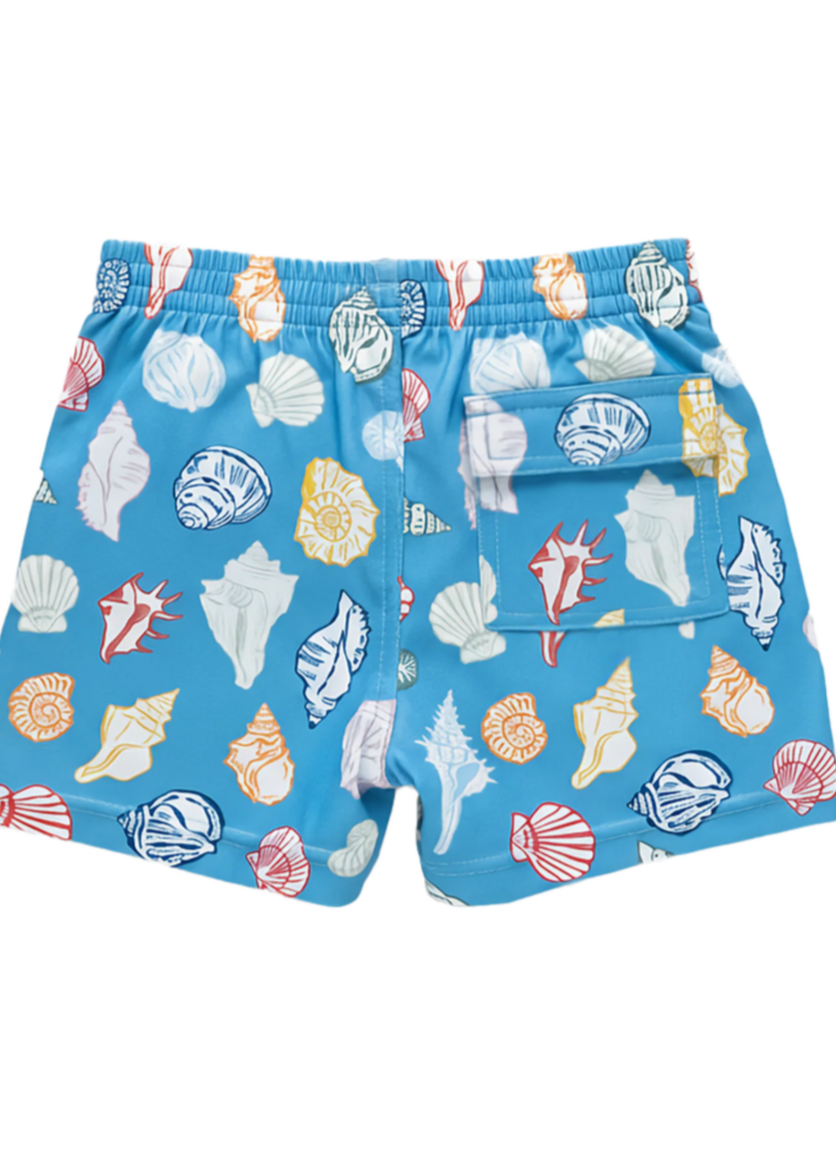 Pink Chicken boys swim trunk - blue seashells