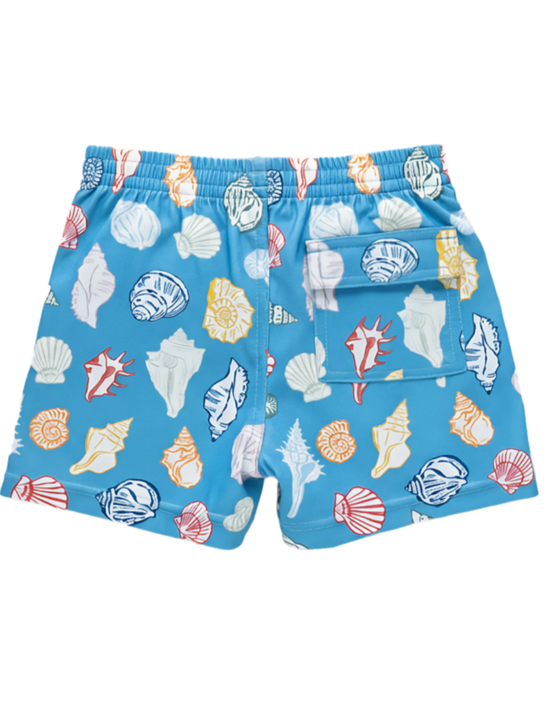 Pink Chicken boys swim trunk - blue seashells
