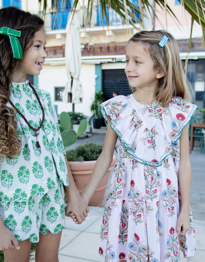 Pink Chicken girls misha scallop 2-piece set - green strawflower