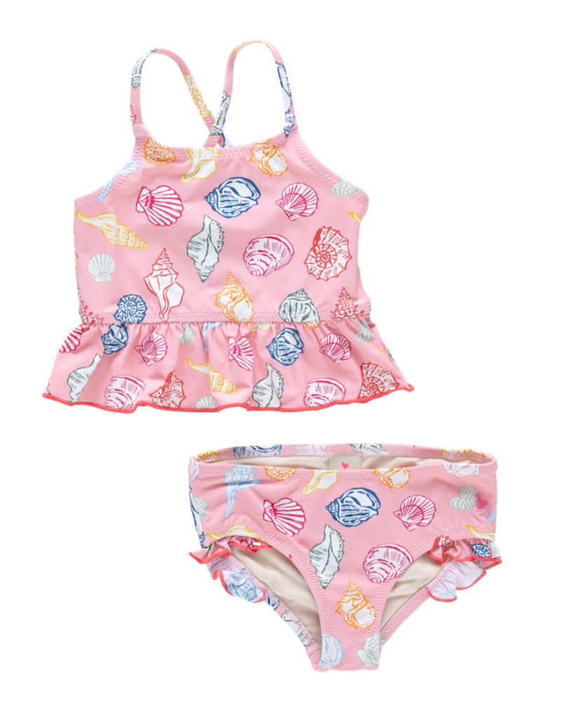 Pink Chicken girls joy tankini - pink seashells