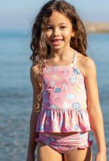Pink Chicken girls joy tankini - pink seashells