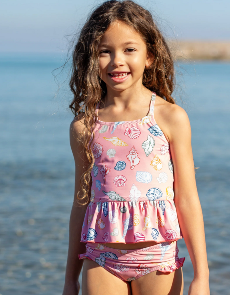 Pink Chicken girls joy tankini - pink seashells