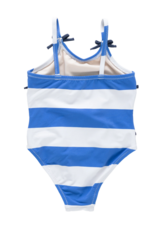 Pink Chicken girls lottie bow suit - wide blue stripe