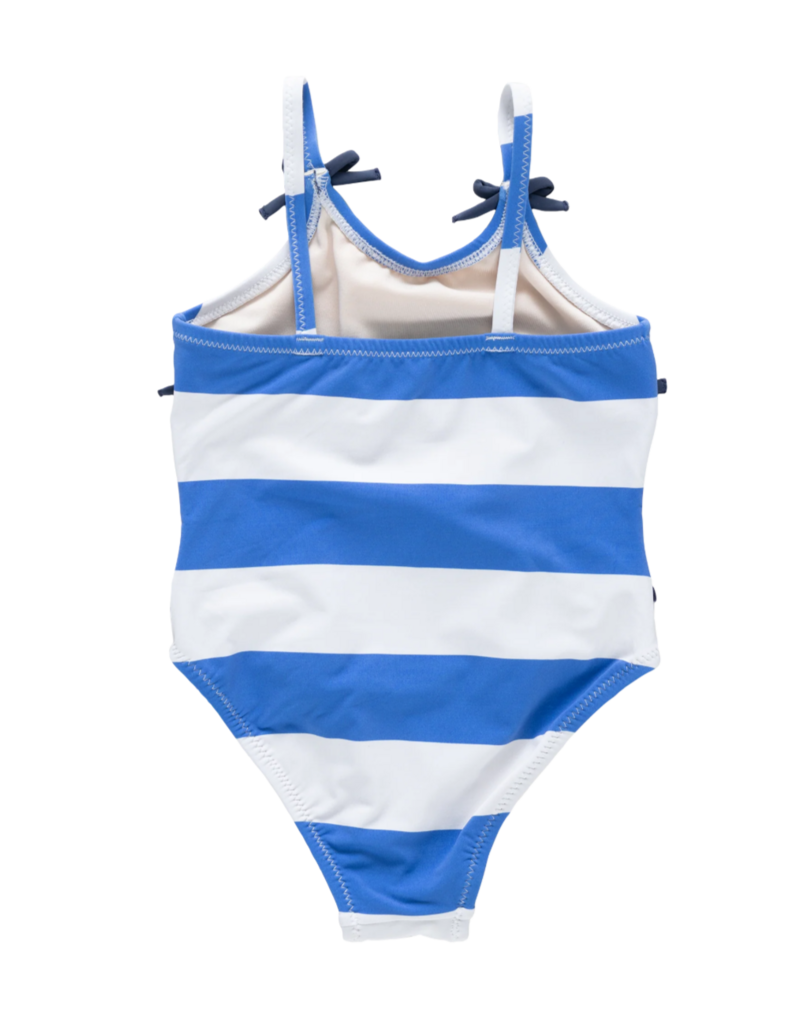 Pink Chicken girls lottie bow suit - wide blue stripe