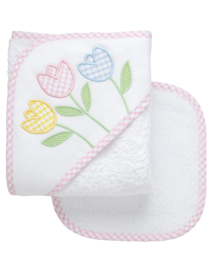 3 Marthas Tulip Applique Hooded Towel Washcloth Set