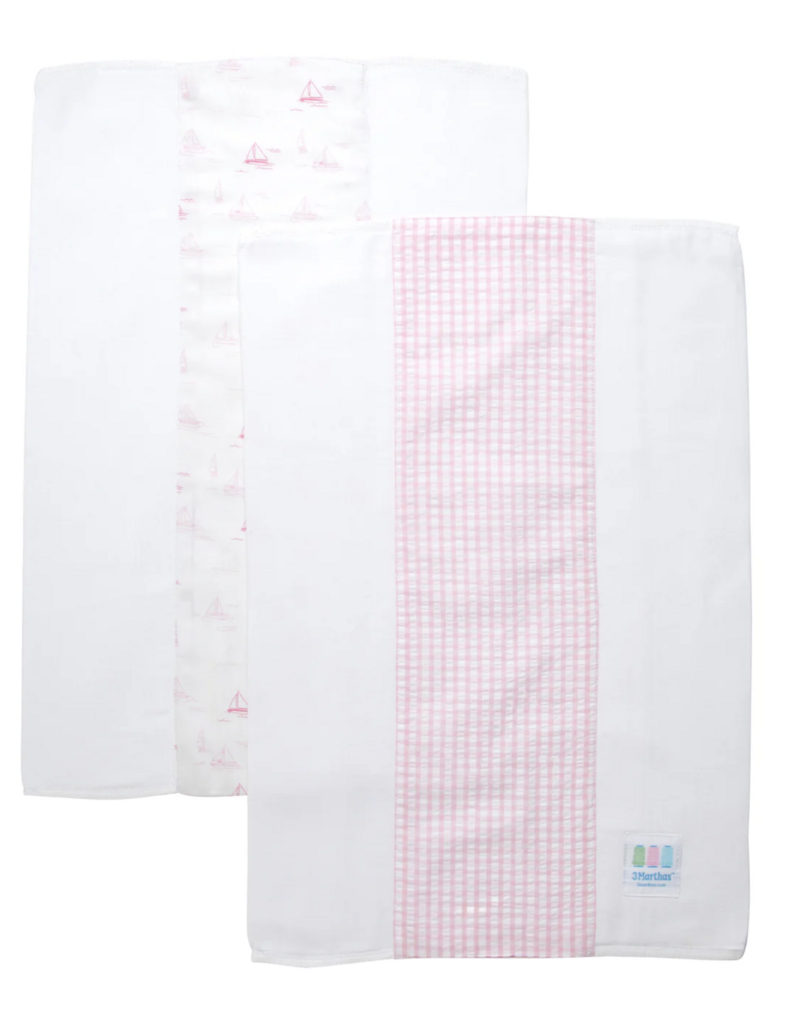 3 Marthas Sailboat Set of 2 Burps Pink