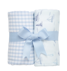 3 Marthas Sailboat Set of 2 Burps Blue