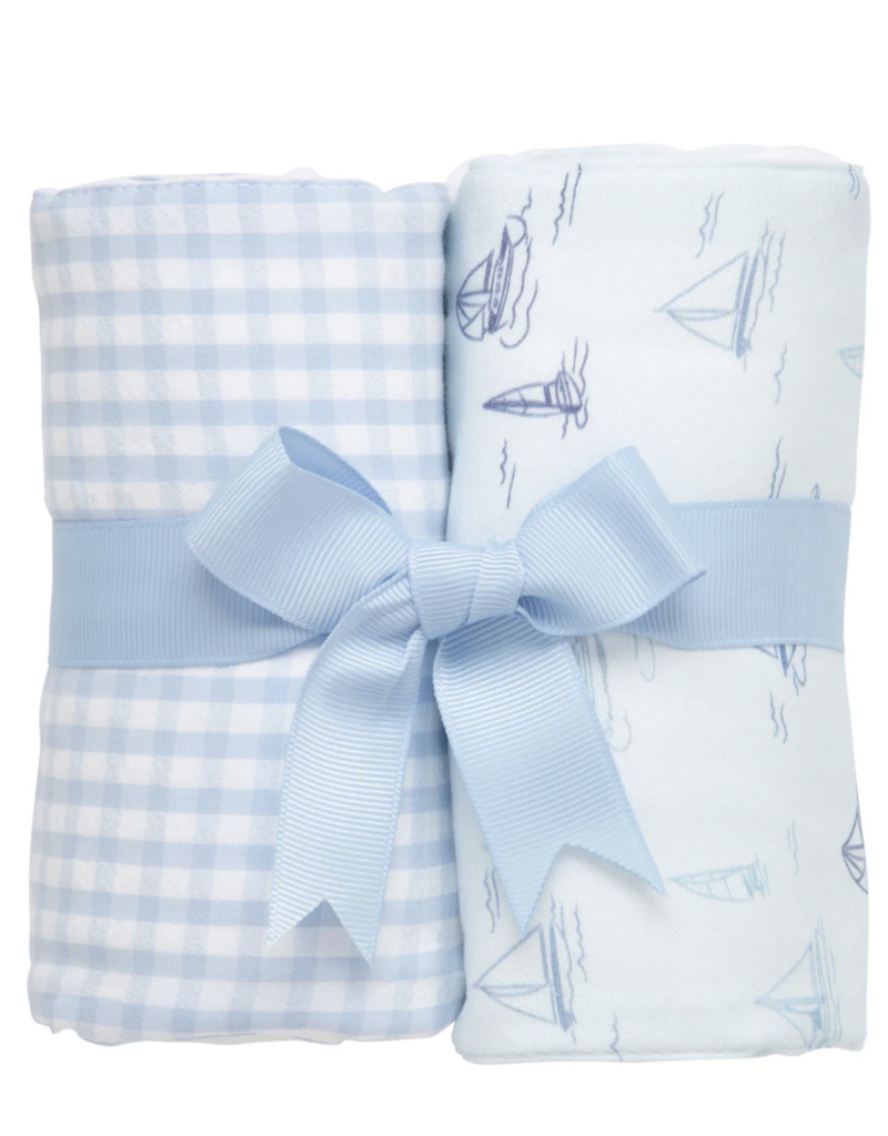 3 Marthas Sailboat Set of 2 Burps Blue