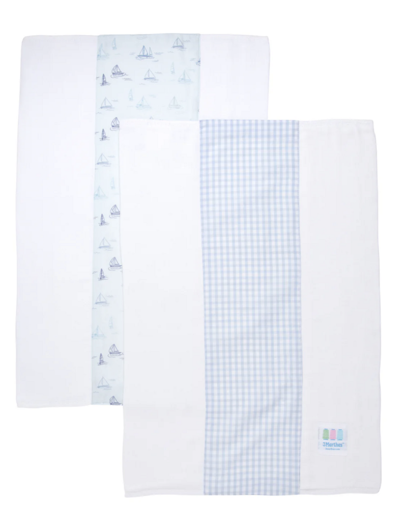 3 Marthas Sailboat Set of 2 Burps Blue