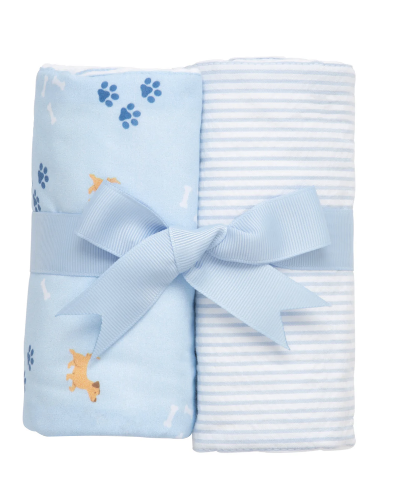 3 Marthas Puppy Set of 2 Burps Blue