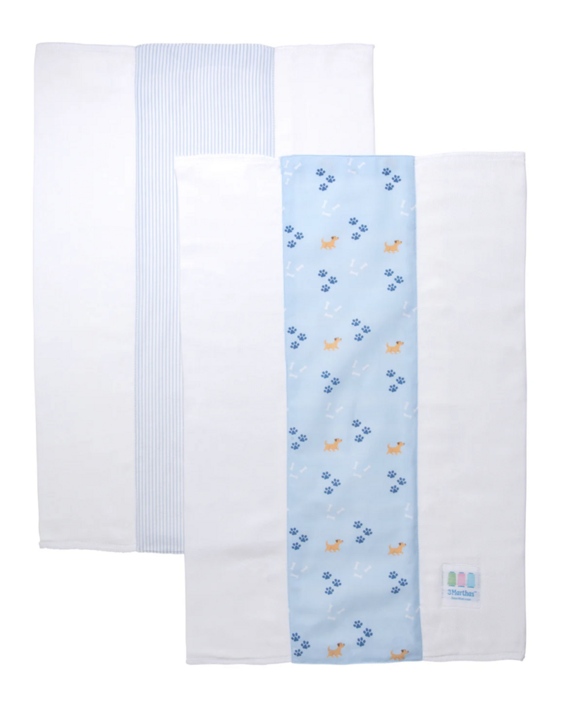 3 Marthas Puppy Set of 2 Burps Blue