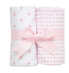 3 Marthas Pink Bow Set of 2 Burps