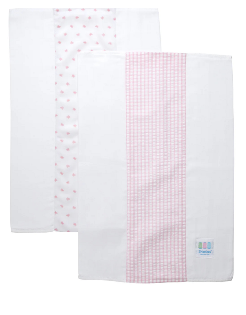 3 Marthas Pink Bow Set of 2 Burps