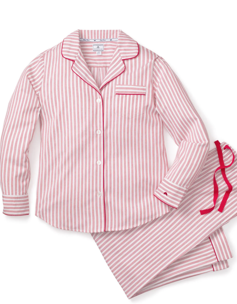 Petite Plume Womens Twill PJ Set Antique Red Ticking