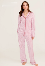 Petite Plume Womens Twill PJ Set Antique Red Ticking