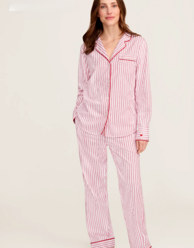 Petite Plume Womens Twill PJ Set Antique Red Ticking