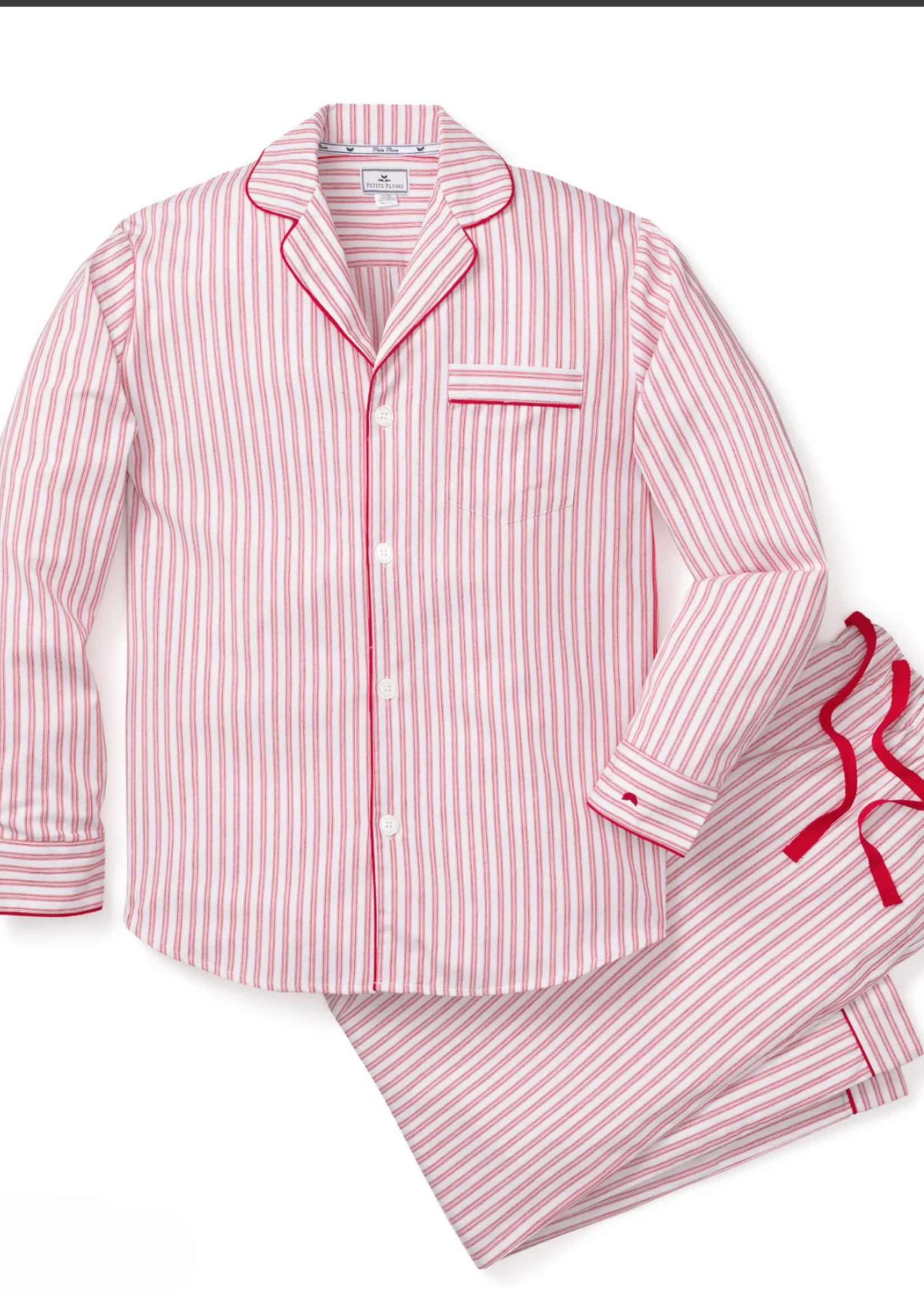 Petite Plume Mens Twill PJ Set Antique Red Ticking