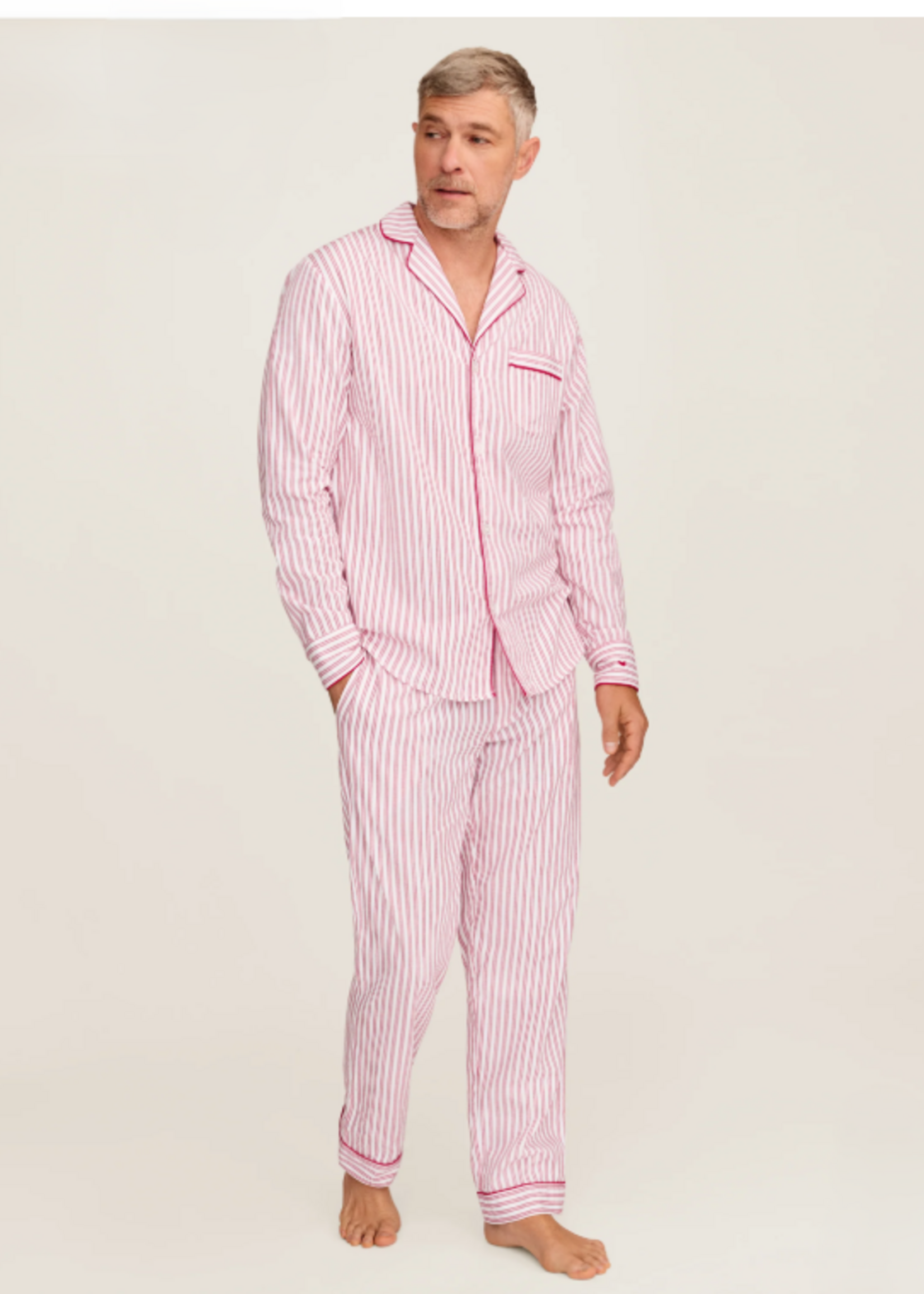 Petite Plume Mens Twill PJ Set Antique Red Ticking