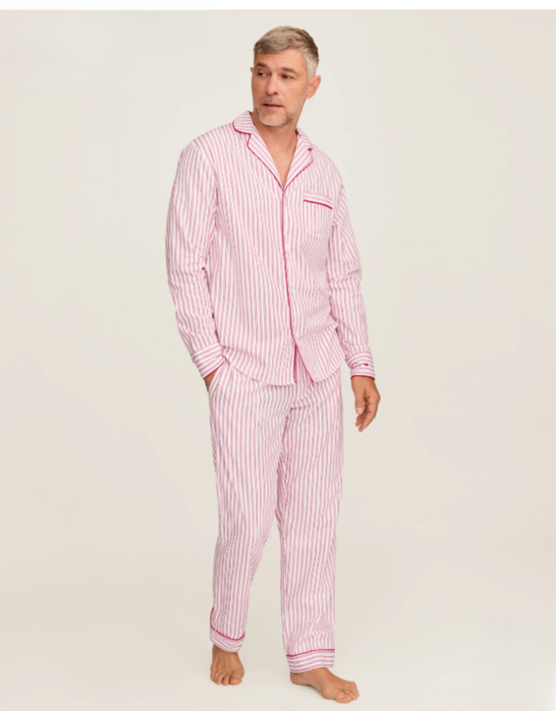 Petite Plume Mens Twill PJ Set Antique Red Ticking
