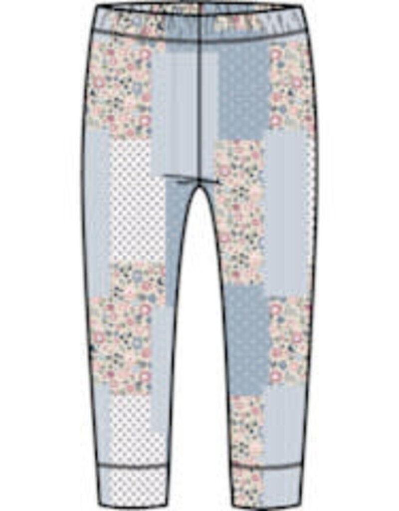 miles the label PATCHWORK LEGGING KNIT-BLUE LT.