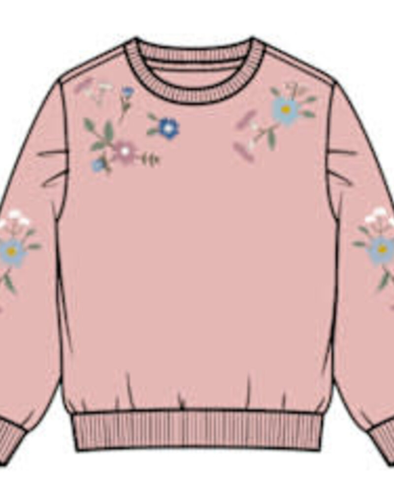 miles the label L/S PINK SWEATSHIRT W/EMB FLOWERS