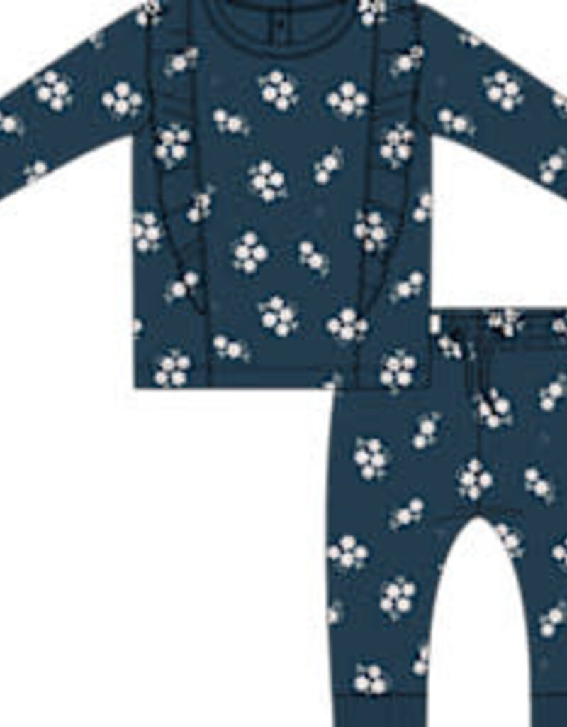Petit Lem FLORAL PRINT BLUE PANT SET