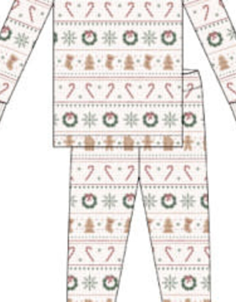 Petit Lem HOLIDAY TREATS FAIR ISLE PRINT THERMAL PJ SET